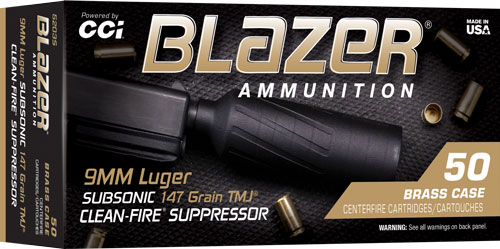 CCI BLAZER BRASS 9MM 147GR FMJ - SUBSONIC 50RD 20BX/CS
