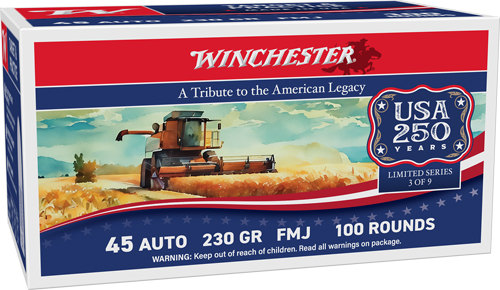WINCHESTER USA 45 ACP 230GR - FMJ-RN 100RD 250TH ANV 5BX/CS