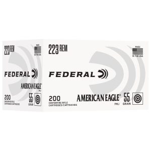 Federal American Eagle Rifle Ammunition .223 Rem 55gr FMJ 3240 fps 200/ct