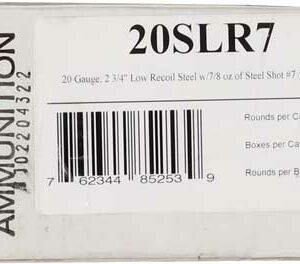 FIOCCHI STEEL 20GA 2.75" 7/8OZ - #7 1225FPS 250RD CASE LOT