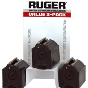 RUGER MAGAZINE 10/22 22LR - 10RD BLACK PLASTIC 3PACK