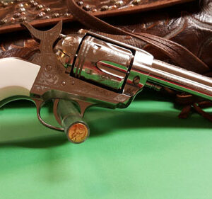 CIMARRON TEXAS RANGERS 45LC - PW FS 4.75" ENGRAVED NICKEL