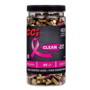 CCI High Velocity Clean-22 Ammunition Pink .22LR 40gr Poly Coated LRN  1235 fps 400/ct