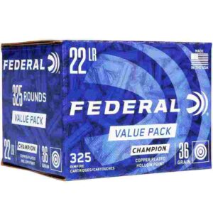 Federal Champion Rimfire Value Pack Ammunition .22LR 36gr CPHP 1260 fps 325/ct
