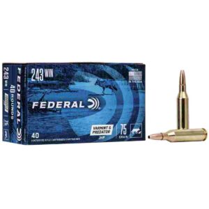 Federal American Eagle Varmint & Predator Rifle Ammunition .243 Win 75 gr JHP 3375 fps 40/ct