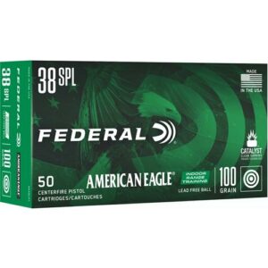 Federal American Eagle IRT Lead Free Handgun Ammuntion .38 Spl 100gr FMJ 50/ct