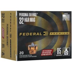 Federal Hydra-Shok Deep Handgun Ammunition .32 H&R 85 gr JHP 1025 fps 20/ct
