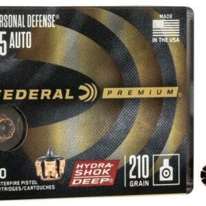 Federal Personal Defense Hydra-Shok Deep Handgun Ammuniton .45 ACP 210 gr HSD 980 fps 20/ct