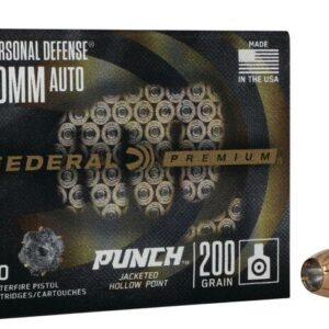 Federal Personal Defense Punch Handgun Ammunition 10mm Auto 200gr JHP 1100 fps 20/ct