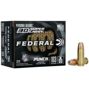 Federal Punch Handgun Ammunition .30 SC 103gr JHP 1130 fps 20/ct