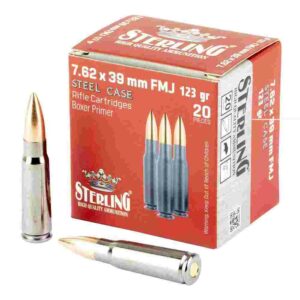 Global Ordnance Sterling Steel Case Select Rifle Ammunition 7.62x39mm 123gr FMJ 2362 fps 20/ct