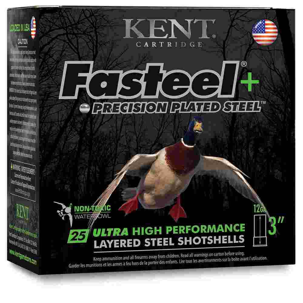 Kent Fasteel + Precision Plated Steel Waterfowl Shotshells 12ga 3" 1-1/4oz 1450 fps #2 & #4 25/ct