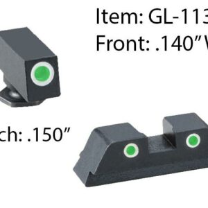 Ameriglo Classic Style 3-Dot Night Sight Set for Select Glocks / Front Tritium - Green / Front Outline - White / Rear Tritium - Green / Rear Outline -