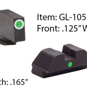 Ameriglo Tritium i-Dot Night Sight Set for Select Glocks - Front Tritium - Green / Front Outline - White / Rear Style - Green Square Notch