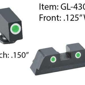 Ameriglo Classic 3 Dot Night Sight Set for Glock 42/43 / Front Tritium - Green / Front Outline - White / Rear Tritium - Green / Rear Outline - White