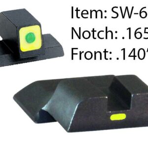Ameriglo CAP Tritium Night Sights for S&W M&P / Front Tritium - Green / Front Outline - LumiGreen / Style - CAP / Rear Paint Bar - LumiGreen