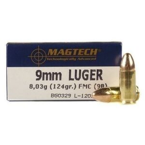 MagTech Handgun Ammunition 9mm Luger 124 gr FMJ 1109 fps 50/ct