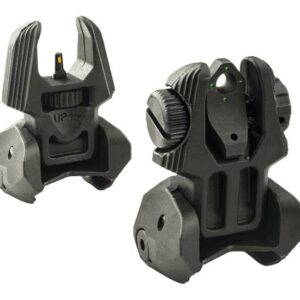 Meprolight Mepro FRBS - Self Illuminated Flip Polymer Black Back-up Rifle Sights 4 Dot Rear/Green Hyper Bright Front