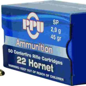 PPU Rifle Ammunition .22 Hornet 45 gr SP 2430 fps 50/ct