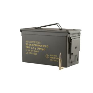 PPU Rifle MC Garand Ammunition .30-06 Springfield 150 gr FMJ 2745 fps 500/ct