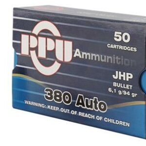 PPU Handgun Ammunition .380 ACP 94 gr JHP 951 fps 951 fps 50/ct