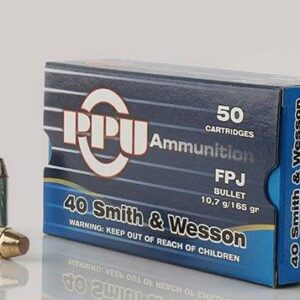 PPU Handgun Ammunition .40 S&W  165 gr FPJ  1541 fps 50/ct