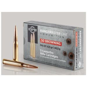 PPU Rangemaster Rifle Ammunition .50 BMG 625gr FMJ 2940 fps 5/ct