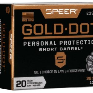Speer Gold Dot Short Barrel Handgun Ammunition .38 Spl (+P) 135 gr HP 860 fps 20/ct