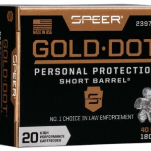 Speer Gold Dot Short Barrel Handgun Ammunition .40 S&W 180 gr HP 950 fps 20/ct