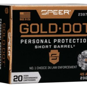 Speer Gold Dot Short Barrel Handgun Ammunition .45 ACP 230 gr HP 820 fps 20/ct