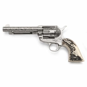 Taylor's 1873 Cattlebrand Engraved Stag Handgun .45 Colt 6rd Capacity 5.5" Barrel Engraved Silver with White