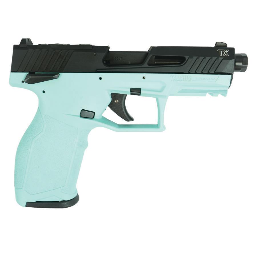Taurus 2TX22 Handgun .22 LR 10rd Magazines(2) 4.6" Threaded Barrel Black Slide/Cyan Frame