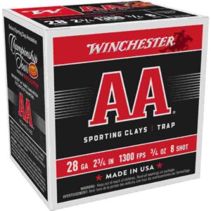 Winchester AA Super Sport Sporting Clays Shotshells 28 ga 2-3/4" 3/4 oz 1300 fps #8 25/ct