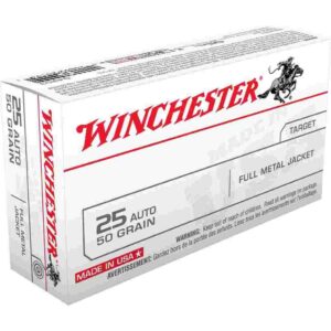 Winchester USA Handgun Ammunition .25 ACP 50 gr FMJ  50/ct