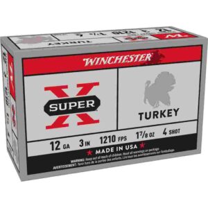 Winchester Super-X Turkey Loads Shotshells 12ga 3" 1-7/8 oz 1210 fps #4 10/ct