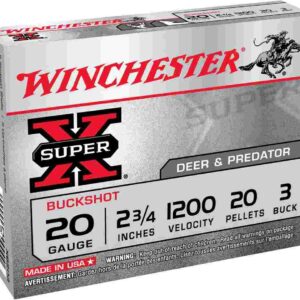 Winchester Super X Buckshot Shotshells 20 ga 2-3/4" 1200 fps #3 15/ct