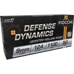 Fiocchi Defense Dynamics Handgun Ammunition 9mm Luger 124gr JHP 1100 fps 50/ct