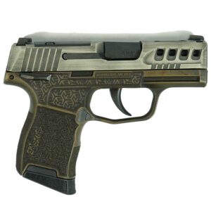 Sig Sauer Distressed Gray Slide/Brown Octagon Grip P365-380 Handgun 380 Auto 10rd Magazine 3.1" Barrel Black Manual Safety