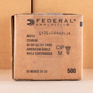 Federal Ammo American Eagle Rifle Ammunition .223 Rem 55 gr FMJ 3240 fps 500/rd Case