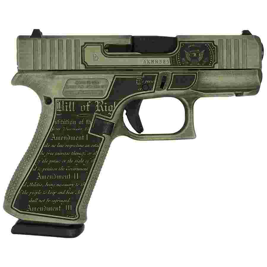 Glock 43X "Trump 24" Crushed Silver Distressed Handgun 9mm Luger 10rd Magazines(2) 3.4" Barrel Accessory Rail USA Made