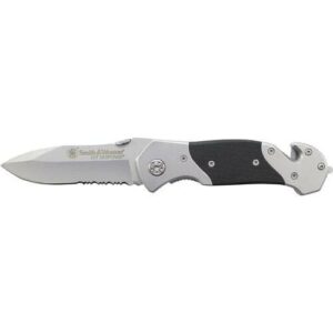Smith & Wesson 1st Response Drop Point Folding Knife 3 3/10" Blade Black and Silver