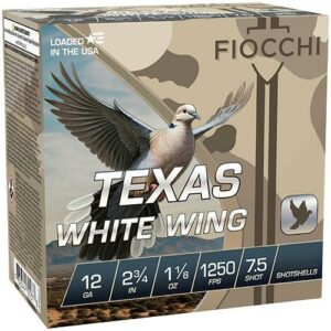Fiocchi Texas White Wing Shotshells 12ga 2-3/8" 1-1/8oz 1250 fps  #7.5 100/ct