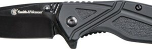 S&W KNIFE BLACK RUBBER 3" BLK - OXIDE BLADE W/POCKET CLIP