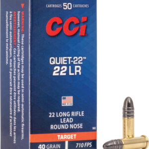 CCI QUIET 22LR 40GR LEAD-RN - 710FPS 50RD 100BX/CS