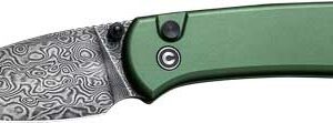 CIVIVI KNIFE QUBIT 2.98" - GREEN/DAMASCUS BUTTON LOCK