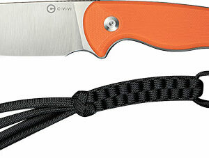 CIVIVI KNIFE TIMBERBARK 3.2" - FIXED ORANGE/SATIN G10 STNWASH