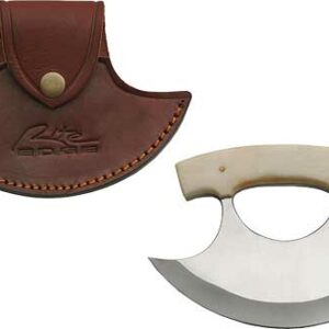 SZCO RITE EDGE 6" BONE HANDLE - ULU W/LEATHER SHEATH