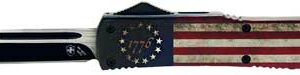 TEMPLAR KNIFE SLIM OTF BETSY - ROSS FLAG 3.1" BLACK DROP PNT