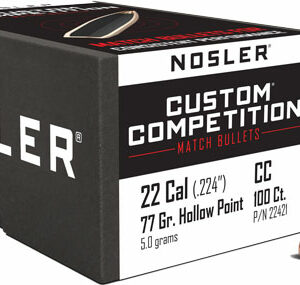 NOSLER BULLETS 22 CAL .224 - 77GR HP-BT CUSTOM COMP. 100CT