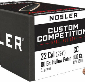 NOSLER BULLETS 22 CAL .224 - 80GR HP-BT CUSTOM COMP. 100CT